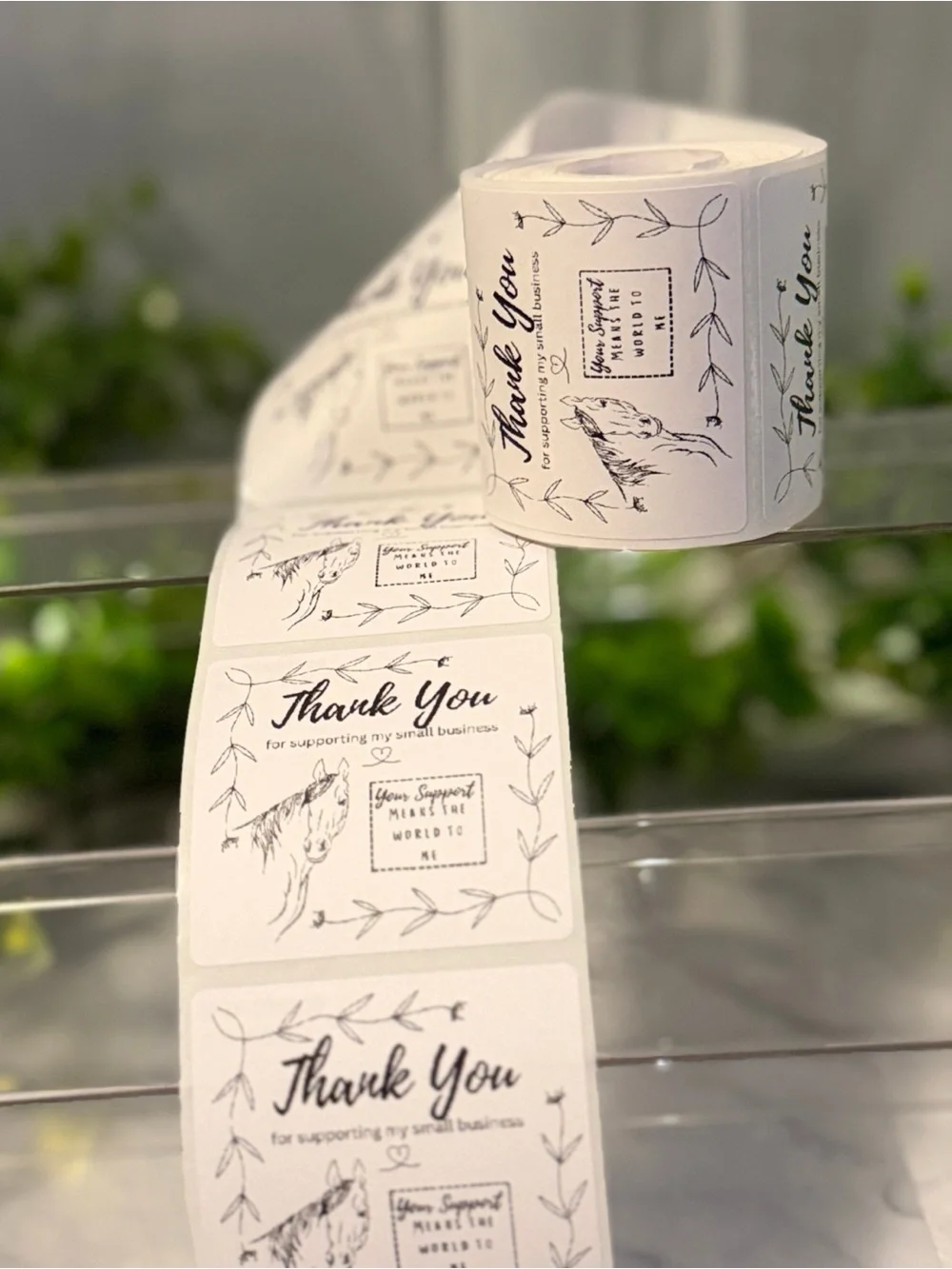200 Western Horse Thank You Stickers 2x2 Small Business Packaging Labels Roll